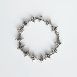 Gothic spikes chainmail mini silver bracelet